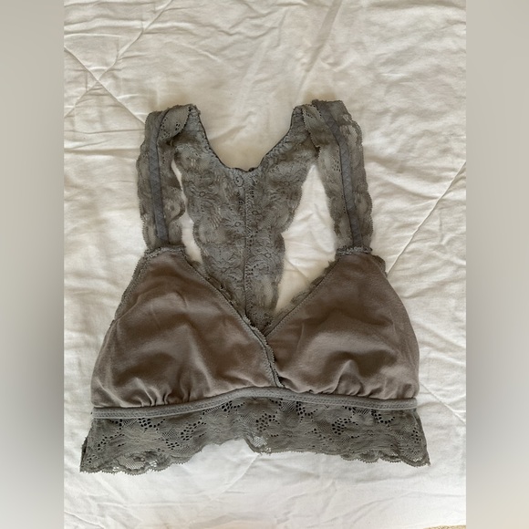 Aerie Heather Gray Floral Racerback Bralette - Picture 3 of 8